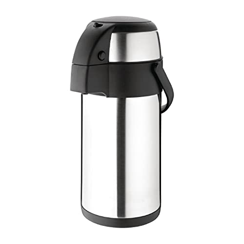 Olympia Thermoskanne 3L - Edelstahl, Pumpfunktion, doppelwandige Isolierung - Tragegriff, Sicherheitsverschluss, abnehmbarer Deckel K636