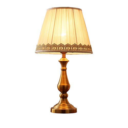 LFS American Simple Fashion Lamp Warm Living Room Estudio Simple Modern Copper-plateado Bedside Table Lamp
