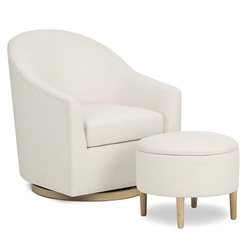 Evolur Luna Swivel Chair & Ottoman with 360-degree Swivel and