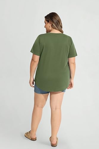 Image of RITERA Women Plus Size Tops Tie Dye V Neck Shirt Floral Camo Summer Short Sleeve Tunic Oversized Ladies Blouse XL-5XL