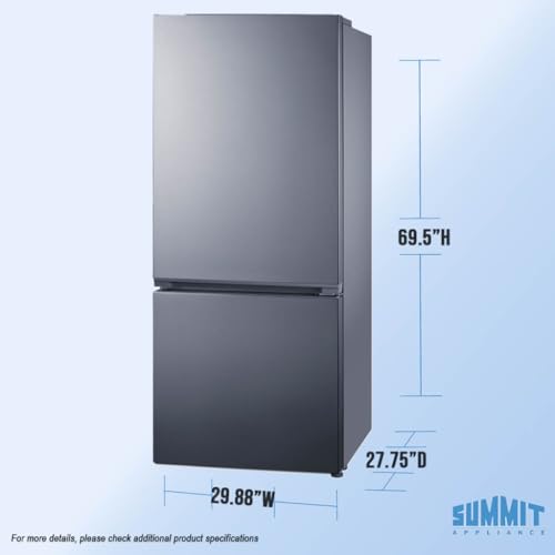 Summit 30" Refrigerator, 16.1 cu.ft Capacity Refrigerator-Freezer, Bottom Mount Freezer, Freezer with Ice Maker, Energy Star, Stainless Steel- FFBF174SSIM (Right Hand Door) on Fridge.com