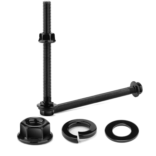 M10 x 80mm Flanged Hex Head Bolts, Nuts, Flat &amp; Lock Washers, 10Pcs 18-8 (304) Stainless Steel, Fully Threaded, Black Oxide by SG TZH