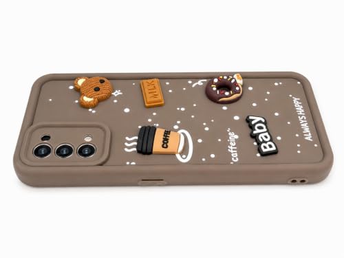 Image of Bintage Cute Fun Taddy Cartoon 3D Ball Bear Milk Cake Coffee Silicon Case Full Body & Camera Protection Back Cover Compatible for Realme 7 Pro 4G - Brown
