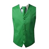 Brand Q Men's Dress Vest NeckTie Pocket Square Set for Suit or Tuxedo (M, Green)