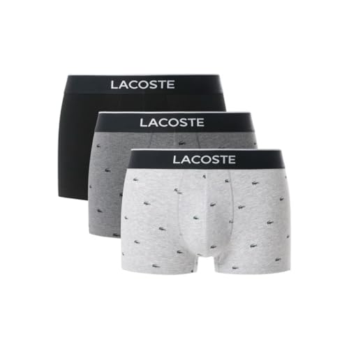 Lacoste Men's Cotton Stretch Mini Croc Print Trunks, 3-Pack