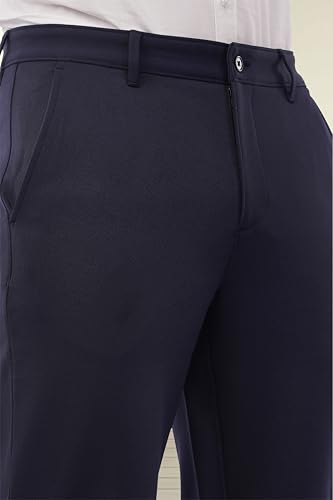 Image of SaintX Men's Formal Slim Fit Trouser | Twill Weave Premium 4-Way Stretchable High GSM Fabric Pants | Textured Classic & Modern Styled Chinos | Business Casual Office /Anytime Wear