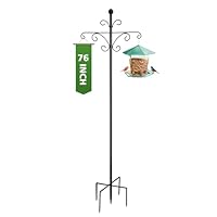 UMavlesFrd Schäferhaken Garten für Vogelhausständer, 193cm, 1.9cm dickes Rohr Metall Schmetterlings-doppelhaken mit 5 Prong Base Hirtenstab