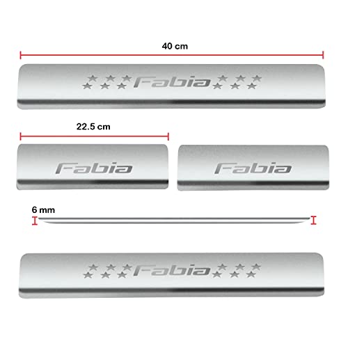 Image of AC Door Sill /Foot Step Stainless Steel Scuff Plate Plates Compatible with Skoda Fabia (Set of 4 Pcs)