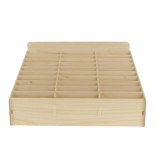 Cabilock 30-Grid Wooden Cell Phone Holder Desktop Organizer Multifunctional Storage Box for Classroom Office (Khaki)