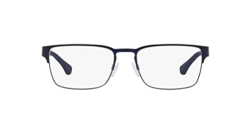 Emporio Armani Men's EA1027 Square Prescription Eyewear Frames, Matte Blue/Demo Lens, 57 mm