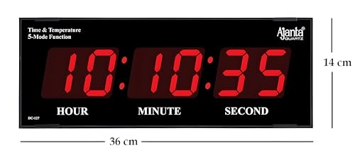 Ajanta Quartz Digital Wall Clock for Home and Office(Red)(Plastic, 1.5Wx14.2Lx5.5H inches)