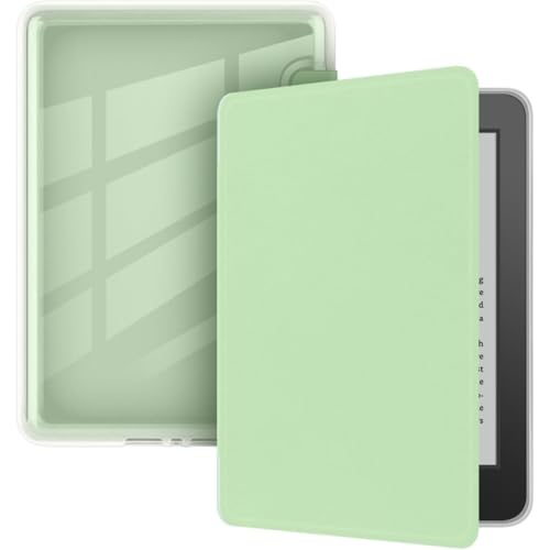 Capa Para Kindle 11ª Geração 2024 e 2022 (C2V2L3 e RS23CV) - Sistema de Hibernação - Fechamento Magnético - Traseira Transparente (Verde Água)