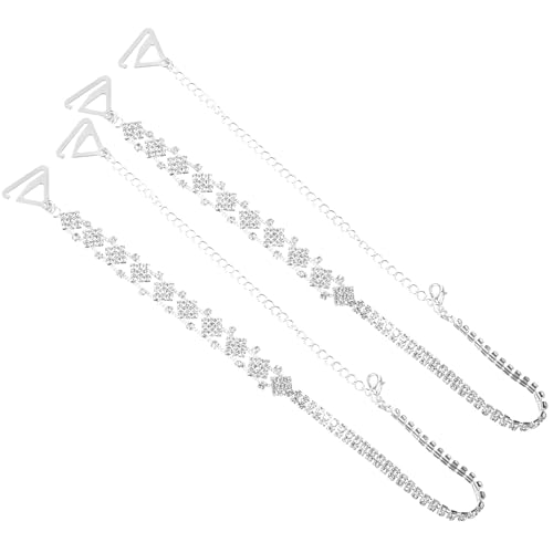 Baluue Tirantes de Sujetador de Gemas de Imitación para Mujer, 2 Piezas en Plata, Material Metálico y Acrílico, Alta Durabilidad y Practicidad para Ocasiones Obsequios