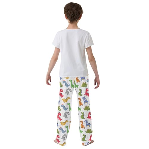 ZZXXB Lovely Cartoon Dinosaur Boys Long Pants Soft Trousers Elastic Waist Kids Lounge Bottoms with Pockets S-XL3