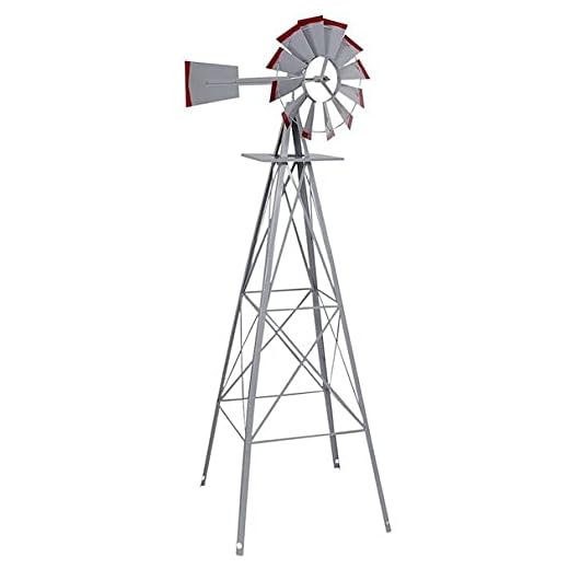 Almacén 8FT Tall Ornamental Windmill Windspinner Wind Wheel Outdoor Patio Garden Yard Backyard Deck Furniture Décor Heavy Steel Structure Measures Both Wind Speed and Wind Direction Easy to Assemble