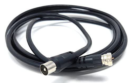 DRUT 3m RF TV Aerial Male to F Type Connector Male Plug Coaxial Coax Cable Lead 75 Ohm 3C 2V 10ft Black Nickel Conectors - Image 2