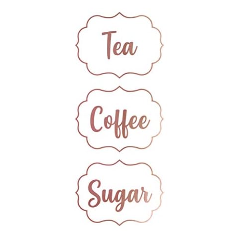 Coffee Tea Sugar Canister Stickers Self-Adhesive Waterproof Vinyl Kitchen Decal (Brushed Rose Gold) Cover