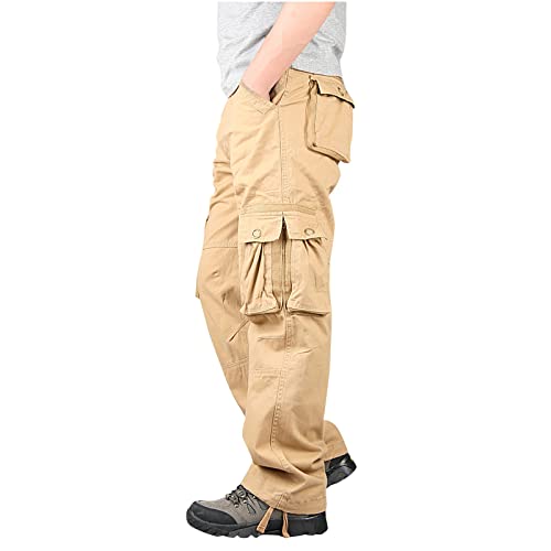 Cargo Pants for Men Relaxed Fit Lightweight Cotton Casual Joggers Athletic Trousers Hiking Straight Sweatpants