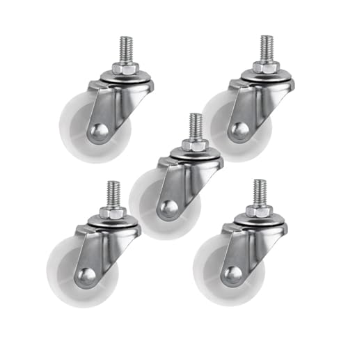 Roulettes universelles filetées M6 blanches en PP de 1.5 pouces pour support et présentoir