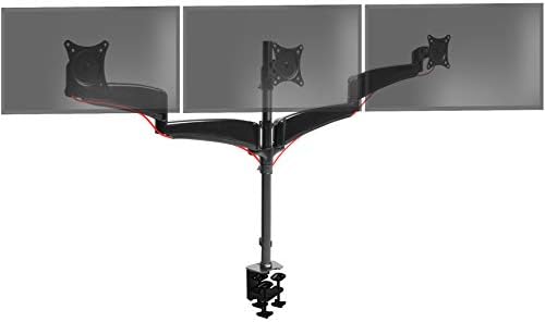 Duronic Monitor Arm Stand DM453 | Triple PC Desk Mount | Solid Steel | Height Adjustable | For Three 15-27 LED LCD Screens | VESA 75/100 | 8kg Per Screen | Tilt -90°/-45°, Rotate 360°