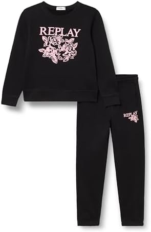 REPLAY Mädchen Jogginganzug, Black 098 (Schwarz), 6 Jahre
