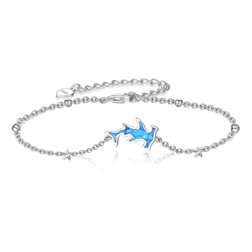 Hammerhead Shark/Starfish/Octopus Sterling Silver Shark Bracelet for Women - Cute Ocean Animal Jewelry for Women