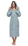 Arus Womens Hooded Classic Turkish Cotton Bath Robe Seafoam, Small-Medium