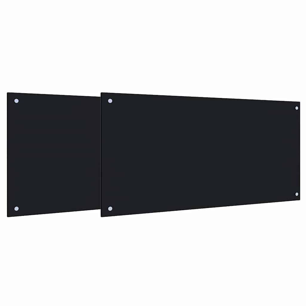 Generisch Küchenrückwand 2 pcs Schwarz 100 x 50 cm Gehärtetes Glas,Heim Garten,Küche Esszimmer,Küchenhelfer -utensilien-3415441