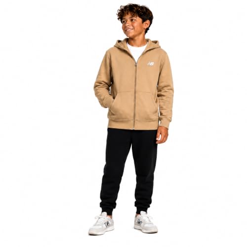 Image of New Balance Boys Zip Up Warm Fleece Hoodie Sweatshirt, Activewear 8-20 | Ribbed Cuffs & Kangaroo Pockets, Full Zip Front Closure, Durable Layer for School, Sports & Weekend Outings