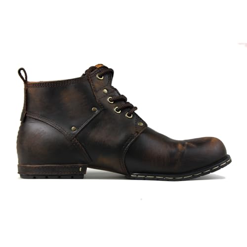 Image of Men's Vintage Brown Chukka Boots Lace-up Motorcycle Casual Leather Shoes Ankle Boot for Men Fashion CD-6015-2-Stylish
