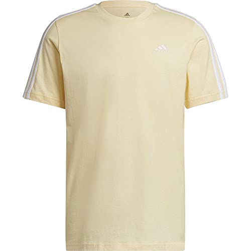 Image of Adidas Mens M 3S Sj T T-Shirt (Hl2250 2Xl, Almost Yellow /White, 2Xl)