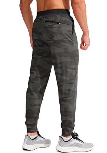 Viodia Men's Joggers With Zipper Pockets Athletic Running Track Sweatpants For Men Workout Traning Gym Pants Green Camo #TOP2