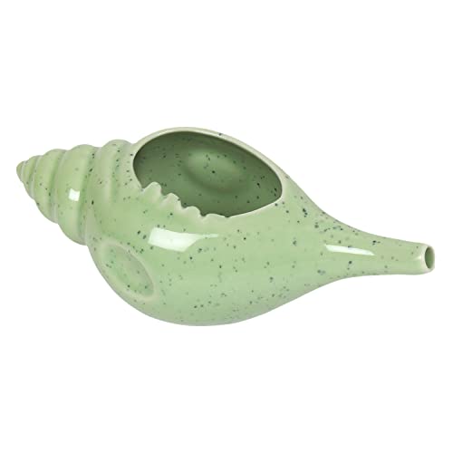 Image of Leak Proof Durable Ceramic Jala Neti Pot with Nostril Plugging Support - Better Capacity - Holds 300 ml - Spill Proof with Comfort Grip - Lead-Free and Microwave and Dishwasher Safe - Green