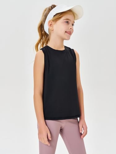 Image of Haloumoning Girls Tank Tops Kids Sleeveless Athletic Lightweight Cute Summer Top Dancewear 5-14 Years