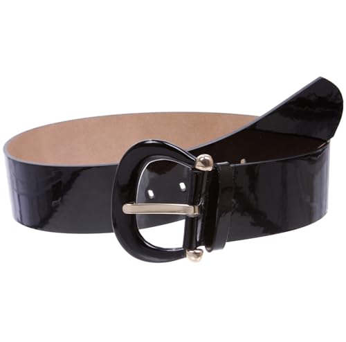 Women's Wide High Waist Horseshoe Buckle Wide Patent Leather Belt3