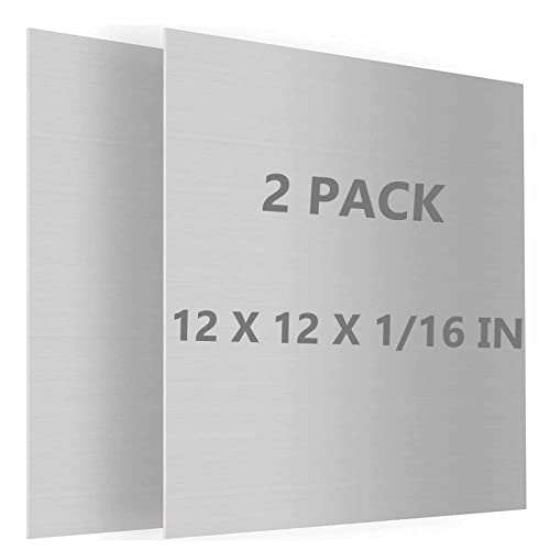 Image of 2Pack 6061 T651 Aluminum Sheet Metal 12 x 12 x 1 /16(0.06 inch) Inch Flat Plain Aluminum Plate Covered with Protective Film, Rectangle Aluminum Metal Plate for Crafting, DIY, Industrial, 1.5mm Thick