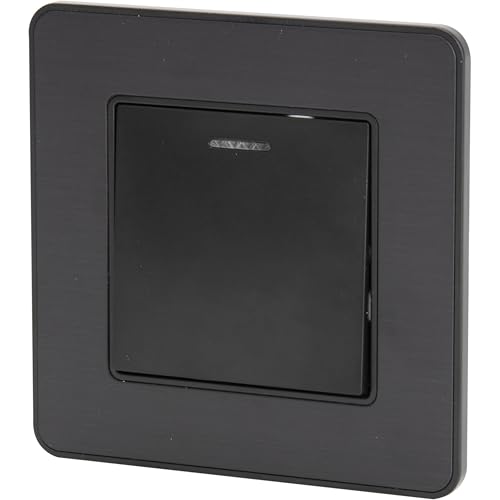 Zenitech Interrupteur Simple Complet va et Vient à Voyant 10A - métal Noir brossé - Kouro