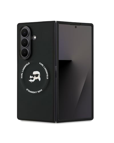 Image of CG MOBILE Karl Lagerfeld [Official Licensed] Magnetic Compatible | PU Case | Karl & Choupette Heads Pins Logo & Metallic Camera Guard Protective Case Designed for Galaxy Z Fold 7 (2025)
