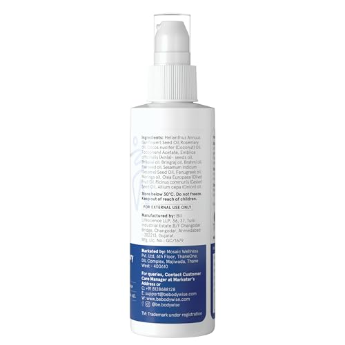 Be Bodywise 5% Rosemary Hair Growth Oil 100ml | With Goodness of 14 Essential Oils | Reduces Hair Fall, Nourishes Scalp & Promotes Hair Growth | Paraben, Mineral Oil Free