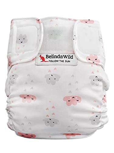 BelindaWild Pañal lavable y reutilizable de bolsillo | Talla única para bebés y niños de 2,5-15 kg | 2 inserciones de algodón orgánico Zorb® incluidos | tejidos certificados (nuvolette)