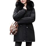 [Maison de TAO] メゾンドタオ レディース コート ファー付き フード付き 裏ボア ダウン風 防寒 アウター 冬 あったか ロング丈 おしゃれ 大きめサイズ M L XL XXL (ブラック, XXL)