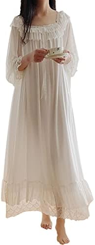 Women's Lace Vintage Victorian Nightgown Long Sleeve Sleepwear Nightdress