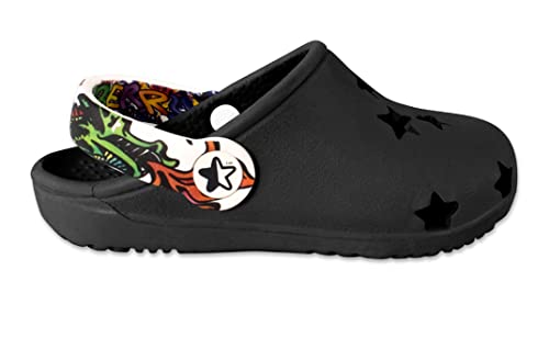 BAILEY BERRY BB Stars Kids Shoes - Color & Size Options | Lightweight & Protective Clogs | 4 Reversa Heel Straps with Fun Designs | Includes Bracelet & Waterproof Mesh Bag