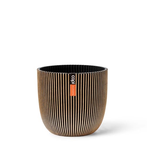 Capi Europe - Blumentopf Kugel Groove 'Made with' Gold - 17x15 - Blumentöpfe für drinnen und draußen - Hergestellt aus recycelten Materialien