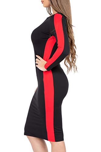 Image of ICONOFLASH Women's 3 /4 Sleeves Midi Bodycon Dress Crew Neck Fitted Dresses with Plus Size Options