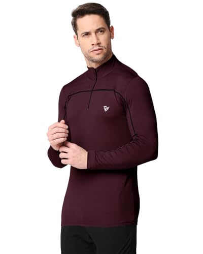 Image of EYEBOGLER Men High Neck Solid Full Sleeve Regular Fit T-Shirt