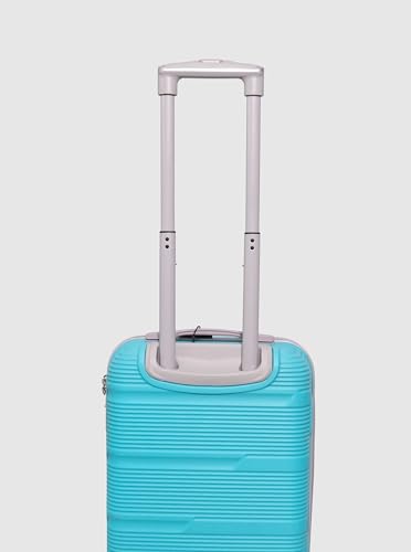 Image of ABS Hard Suitcase 55 cm Cabin Luggage, Trolley Bag with Smooth 8 Wheel System Combination Lock and Strong Zipper | Carry On Travel Case for Air, Road and Weekend Trips | Teal