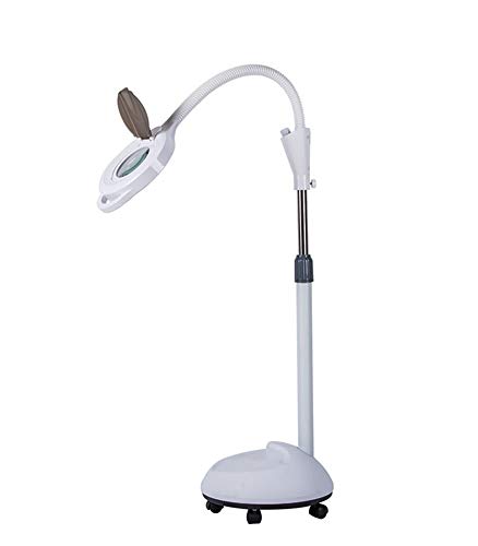 8X LED Lámpara de Lupa Regulación Ajustable para Protección de la Piel Belleza Manicura Tatuaje Salón SPA con Rolling Floor Stand