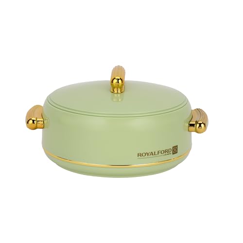 Royalford 1600ml Excelia Stainless Steel Insulated Hotpot RF13014 Food-Grade Hot and Fresh Casserole PU Insulation Firm Twist Lock for Rice Roti Curry Assorted Colors