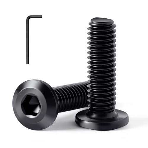 Image of 5 /16 x 4 (10 Pack) Flat Head Hex Socket Cap Screws Bolts, Black Oxide 304 Stainless Steel 18-8, Hex Drive, Fully Machine Thread Furniture Bolts, with Hex Spanner